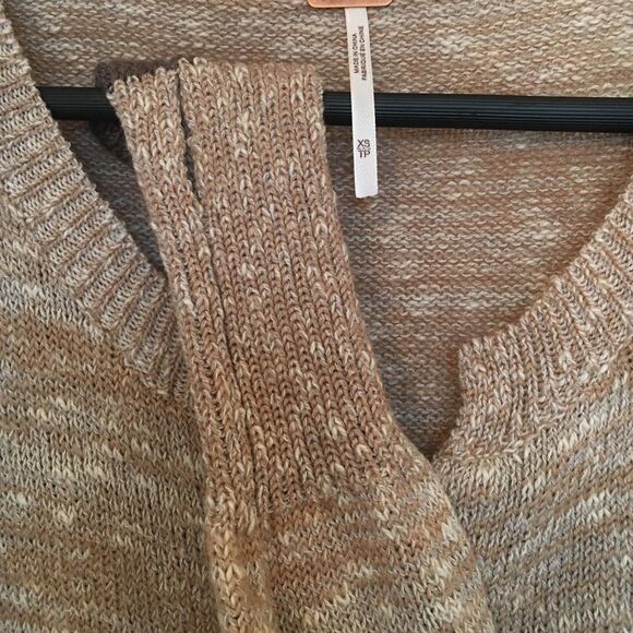 Free People Cream/Brown zip up sweater XS - Picture 5 of 5